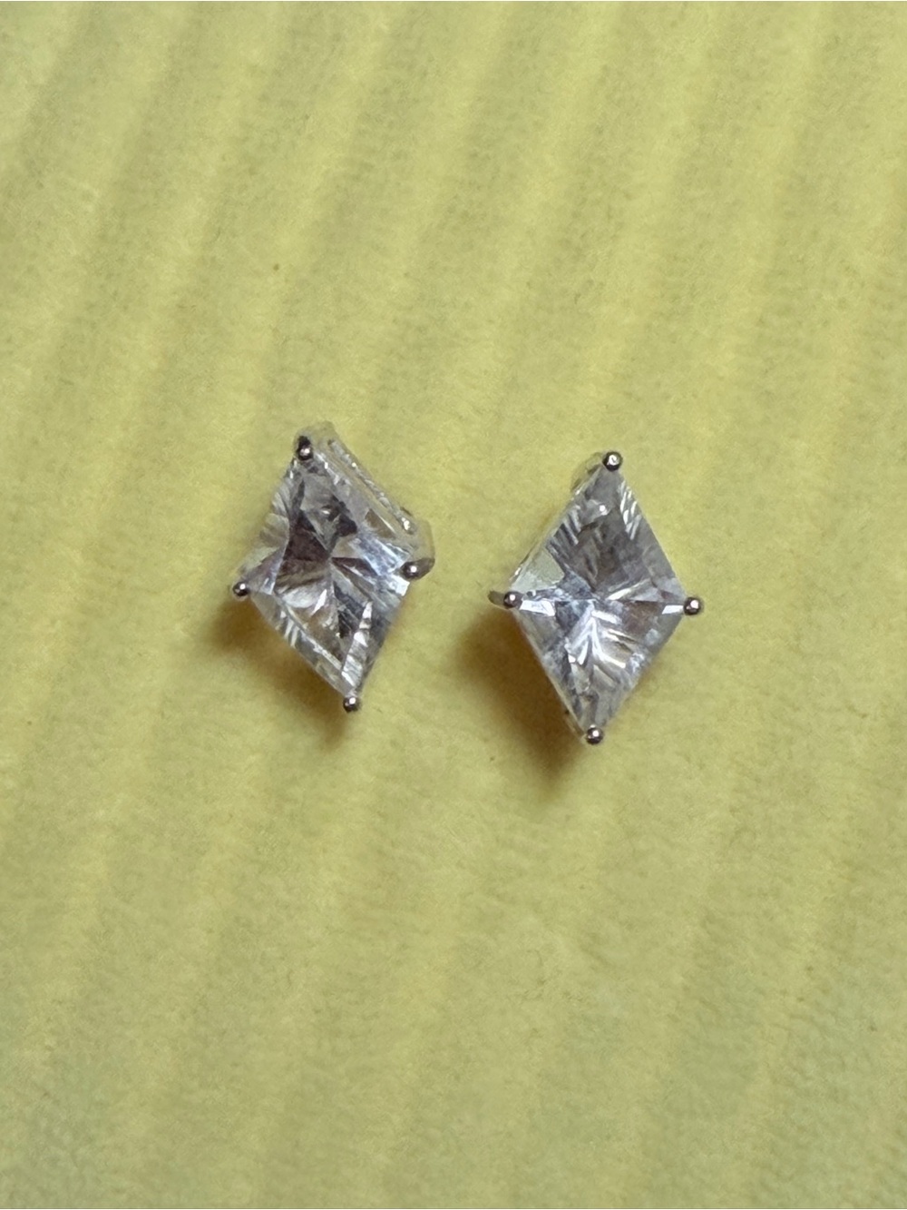 Sparkling Herkimer Diamond Kite-Cut Stud Earrings in Silver